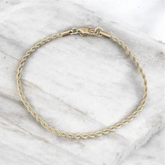 Rope Stainless Steel 8 inch 2.5mm width bracelet - Silver - Picture 2 of 4